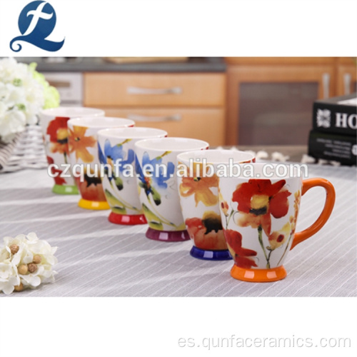 Taza de cerámica con patrón impreso personalizado con asa